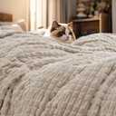 PHF Ultra Soft Flannel Fleece Blanket Twin Size, Lightweight 3D Jacquard Fleece Blanket, No Shedding, No Pilling, Luxury 340GSM Aesthetic Fluffy Cozy Bedding for Bed Room Decor, 66"x90", French Oak