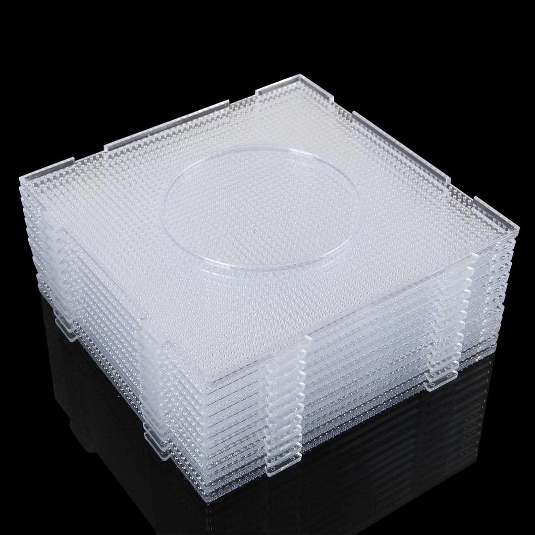 12PCS Mini Perler Bead Pegboards, 2.6mm Plastic Square Boards, Large Clear Pegboards for 2.6MM Mini Fuse Beads, Craft Beads-5.3 x 5.3 Inch