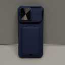 SSLOTSCASE for iPhone 17 Pro Max Case with Stand & Credit Card Holder & Sliding Camera Cover & Camera Stand & Wallet, Rugged Silicone Edge Protective Case Cover for iPhone 17 Pro Max 6.9'' 2025, Blue