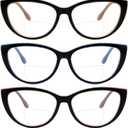 Ryegis Cat Eye Bifocal Reading Glasses for Women Stylish Blue Light Blocking Readers, 1.75