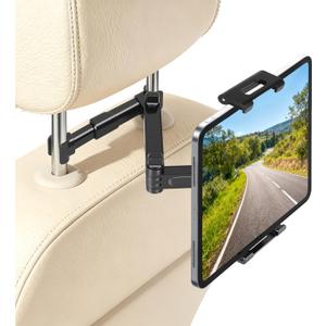 Tablet Holder for Car Headrest, Adjustable 360 Rotating Car Tablet Mount, Car Back Seat Stand for iPad, Road Trip Essentials for Kids, Compatible with 5.2-10.3" iPad Pro, Air, Mini, Galaxy