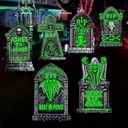 Glowing in The Dark Halloween Tombstones Decoration, 6Pcs 16.5"x10" Spooky Graveyard Outdoor Decor for Yard, Home, Parties, Waterproof Plastic Grave Markers