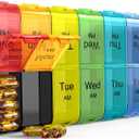 Extra Large Pill Organizer 2 Times a Day, Weekly XL AM PM Pill Case, 7 Day Pill Box Twice a Day, Oversized Daily Medicine Organizer for Vitamins, Big Pill Container, Medication Dispenser (Rainbow)