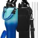 40 oz Insulated Water Bottle Fit in Car Cup Holder - Metal Water Bottle with Straw, Auto Spout Lid, Leakproof T-shape Stainless Steel Tumbler with Lid & Straw, Storage Carrier Bag, Silicone Boot