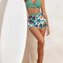 Herseas Women's Bikini Sets 2 Piece Tropical Print Swimsuit Halter Top & Boy Short Bathing Suit (Pink, XXL)