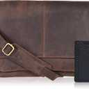 Leather Laptop Messenger Bag for Men and Women - Briefcase Crossbody Office