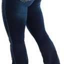 Flamingals Butt Lifting Bootcut Jeans Stretchy Casual Fall Winter Trendy Flare Leg Jeans for Women (Small, Cobalt Blue)