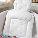 Bath Pillows for Tub, Comfortable Bathtub Cushion for Head and Neck with Soft 3D Mesh Fabric and 54 Non-Slip Suction Cups, Relaxing Tub and Shower Accessories Spa Gift White Standard