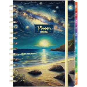 2026 Planner - Planner 2026, Jan. 2026 - Dec. 2026, 8.4"x 6.3", 2026 Planner Weekly and Monthly, 2026 Calendar Planner with Elastic Closure + Colorful Tabs + Hardcover - Dreaming Sea