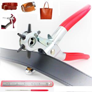Tytroy 9" Heavy Duty Leather Hole Punch Tool with 6 Sizes (1.5-5mm), 6" Ruler, and Grinding Rod for Belts, Handbags, Watch Straps, Shoes, Plastic Sheets, and DIY Crafting