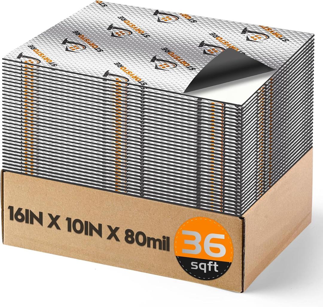 Storystore 80mil Car Sound Deadening Mat 36 sqft Butyl Aluminum Automotive Sound Deadener Noise Insulation Vibration Dampening Heat Shield Odorless 33 Pcs