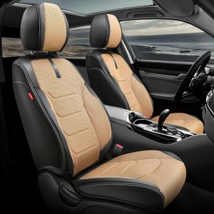 Auto Dynasty Sport Series Leather Car Seat Covers Front Pair, Breathable, Waterproof Faux Leather Automotive Seat Covers for Cars SUV Pick-up Truck Sedan, Universal Anti-Slip Driver Seat Cover, Beige Auto Dynasty Sport Series Leather Car Seat Covers Front Pair, Breathable, Waterproof Faux Leather Automotive Seat Covers for Cars SUV Pick-up Truck Sedan, Universal Anti-Slip Driver Seat Cover, Beige