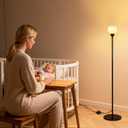 Shenmoyl Floor Lamps for Living Room, Bedroom, Nickel Standing Lamp with 12W Bulb, Vintage Floor Lamp for Reading, Nursery, Corner (White Tulip)