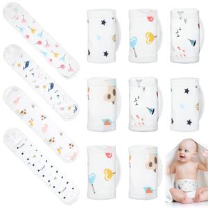 Seematn 8 Pcs Cartoon Cotton Baby Infant Umbilical Cord Belly Bands Belly Protector Baby Belly Button Band Bellies Umbilical Hernia Belt Soft Newborn Navel Belt for 0-12 Months, 4 Styles