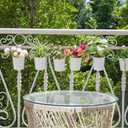 Dahey 10 Pcs Hanging Flower Pots Metal Iron Bucket Planter for Railing Fence Balcony Garden Home Decoration Flower Holders with Detachable Hooks, White, 5 inches