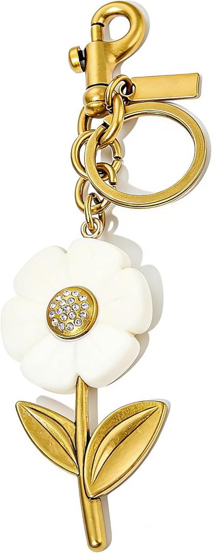 Flower Keychain for Womensmall Daisy Charms KeychainBag & Purse Charms for Handbags & Backpacks Accessories (Golden)