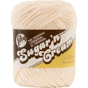 Lily Sugar 'N Cream The Original Solid Yarn, 2.5oz, Medium 4 Gauge, 100% Cotton - Ecru - Machine Wash & Dry