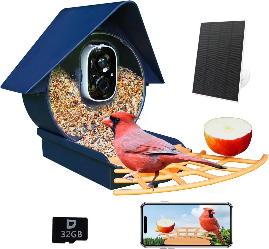 Birdkiss Smart Bird Feeder with Camera, Birds Watching Camera, Auto Capture Birds Videos & Motion Detection, AI Identify Species, Wireless Bird Feeders for Outdoors, Ideal Present for Mom (Basic, Diamond Blue)