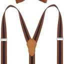 Men's Boys' Suspenders and Bow Tie Set Adjustable with 3 Metal Clips