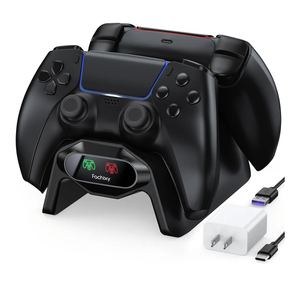 Fachixy Controller Charger for PS5, with 2Hour Fast Charging chip, PlayStation 5 Charging Station with US Power Adapter and Cable, with LED Charging Status Indicator Light, Black