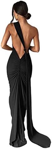 ABYOVRT Women Sexy Backless Dress Bodycon Sleeveless Open Back Maxi Dress Formal Cocktail Wedding Guest, Size S