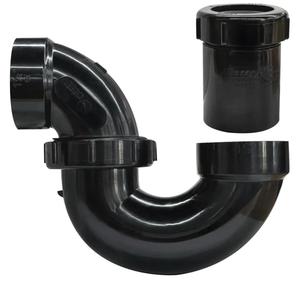LESSO P Trap with Threaded Adapter Ring,1-1/2" Leak & Odor Proof Drain Kits for Bathroom/Kitchen/RV Sink Drain, ABS P Trap
