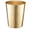 Monarch Abode Metal Bathroom Trash Can – Waste Basket for Bedroom, Office Desk, & Dorm, Hand Hammered, Durable Decorative Brushed Gold Small Trash Can Bathroom Garbage Bin Wastebasket