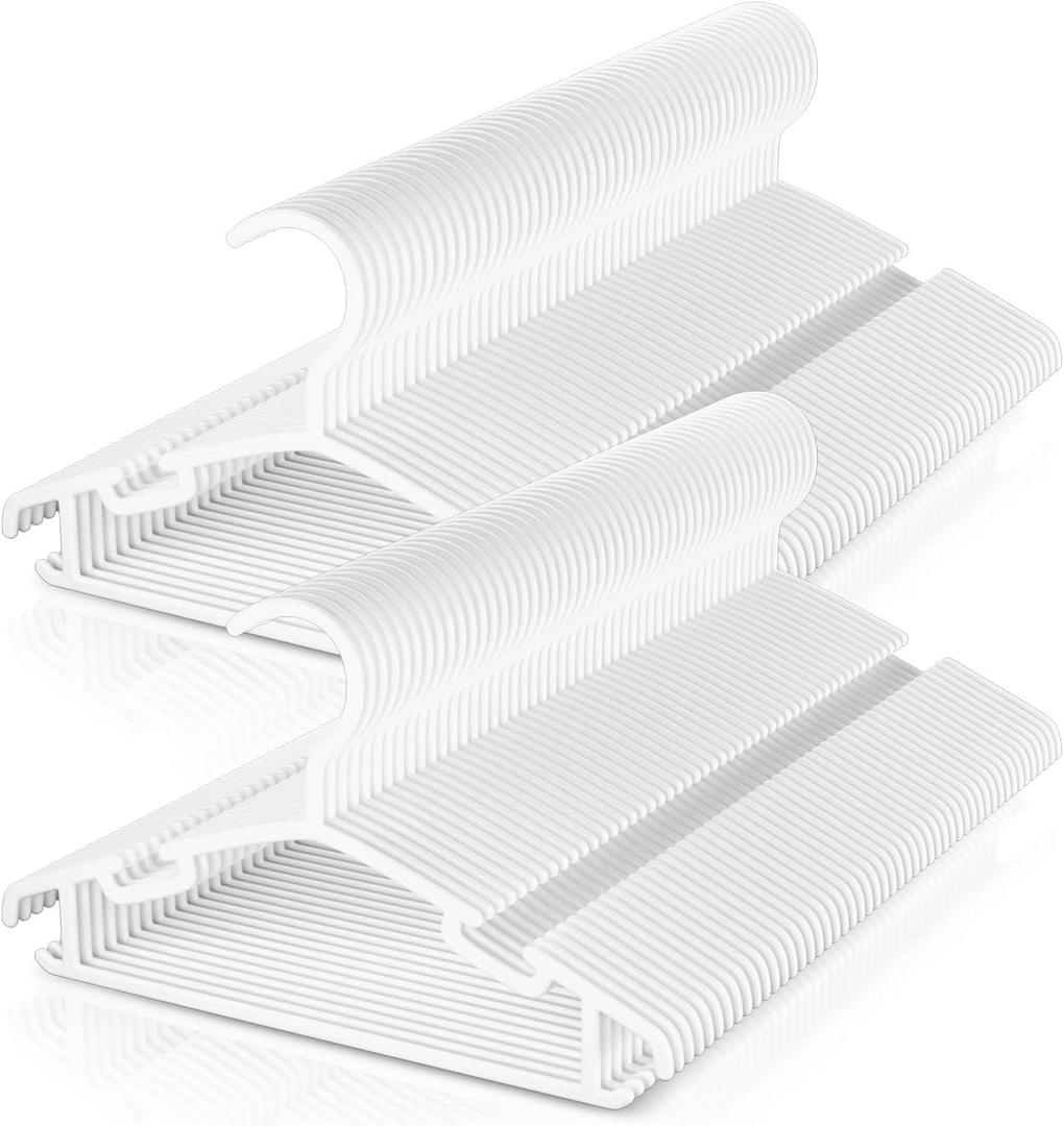 Baby Hangers 100 Pack Non-Slip Kids Plastic Hangers for Closet, Space Saving Toddler Hanger for Infant Clothing, Childrens Hanger for Child, White