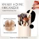 2026 Upgraded Automatic-Lift Makeup Brush Holder, Makeup Organizer with Dustproof & Leakproof Design, Four-slot Make up Brushes Cup for Eyebrow Pencil, Nail Polish, Lip Gloss