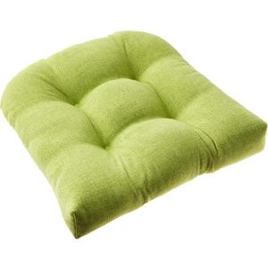 Pillow Perfect Pompeii Solid Indoor/Outdoor Wicker Patio Seat Cushion Reversible, Weather and Fade Resistant, Round Corner - 19" x 19", Green, 2 Count