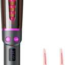 Negative Ion Automatic Rotating Curling Iron Smart Tangle-Free, Dual Voltage, Anti-Scald, Portable Ceramic-Coated Auto Hair Curler for Travel & Home Use1inch