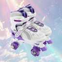 Adjustable Kids Roller Skates for Girls and Boys Ages 3-5 5-8 8-12, All 8 Wheels of Girl's Skates Shine, Safe and Fun Illuminating for Outdoor Indoor Sports (Large -Youth (3.5-6), Blue & Purple)