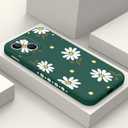 LEECG for iPhone 13 Mini Case Flower Butterfly Cute Astronaut Design Phone Cover Soft Microfiber Lining Slim Liquid Silicone 13 Mini Phone Case-Daisy Green