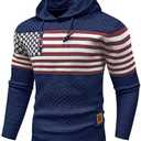 Zaitun Mens Hooded Sweatshirt Long Sleeve American Flag Knitted Hoodie Pullover Sweater Navy, 5XL