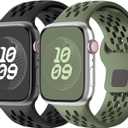 Sport Band for Apple Watch Band 44mm 46mm Ultra 49mm 45mm 40mm 41mm 38mm 42mm Men Women,Silicone Breathable Strap for Apple Watch Ultra/2/3/Series 11 10 9 8 7 6 5 4 3 SE/2nd/3nd,iWatch Bands (03-black/green)