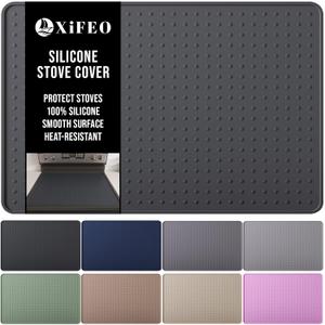 Silicone Stove Top Cover for Electric Stove, Glass Stove Top Cover Protector, Flat Top Range Cover  Double as Dish Drying Mat, Coffee Bar Mat, Kitchen Stove Accessories, 28 x 20 in, Space Gray