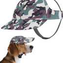 PET SHOW Dog Baseball Cap Camouflage Dog Visors for Small Doggy Cats Pet Sun Hats with Ear Holes Adjustable Buckle Summer Boy Girl Puppy Hat - Green/XS