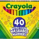 Crayola Ultra Clean Fine Line Washable Markers (40ct), Colored Markers for Kids, Fine Tip, Coloring Book Art Supplies, Gifts for Kids, Ages 3, 4, 5