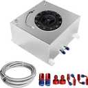 10 Gallon Fuel Cell Polished with Cap Level Sender 6AN 12FT CPE Fuel Line Kit Silver Aluminum