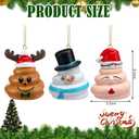 3 Pcs Funny Christmas Poop Gag Gifts Ornaments Resin Santa Claus Snowman Poop Tree Ornaments 3 Styles Christmas Hanging Decor for Xmas Trees Holiday Party Gag Gifts (Assorted)