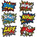 Bigtime Signs 12 Pieces Super Hero Stickers - Superhero Party Decorations for Birthday - Superhero Themed Party Favors - 12"x16" Sound Effect Signs for Kids - Boom Pow Sign and Decorations