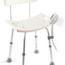 Dr. Kay's Adjustable Height Shower Chair Seat for Inside Shower, 350 lbs Heavy Duty Bathroom Stool for Bathtub, Safety Bath Bench with Backrest for Elderly and Disabled