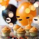 24 Pcs Thanksgiving Cupcake Toppers, Autumn Maple Leaf Fall Cupcake Toppers, Glitter Pumpkin Turkey Fall Harvest Theme Cake Picks for Autumn Festival Thanksgiving Day Baby Shower Birthday Party Decor