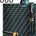 Garden Hose 30FT Non-Expandable Ultra Lightweight Water Hose & Super Flexible Hose with 10-Pattern Hose Nozzle High-Strength Special Cloth Cover with 3/4" Brass fitting for Lawn, Yard, Car Washing