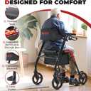 Metro Mobility Rollator Walker with Seat for Seniors, Foldable Lightweight Rolling Walker, 8" Big Wheels for All Terrain, 300 lb. Weight Capacity, Red