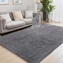 Fluffy Shag Area Rug, 4x6 Grey Rugs for Bedroom, Soft Plush Area Rugs for Living Room, Non-Slip Indoor Carpet for Nursery, Study Room, Dressing Room, Home Decor