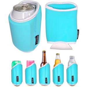 TahoeBay Universal Blank Can Coolers (8-Pack) Neoprene 4 in 1 Insulated Sleeves Fits 12 oz Beer Cans and Bottles, Slim, 16oz Drinks, Water, Blanks for Sublimation, Vinyl, DTF (Aqua)