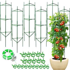 6 Pack Tomato Cage for Garden & Pots, Rust-Resistant Tomato Stakes Plant Cage Trellis Support for Climbing Vegetables Plants Flowers - 48 Inch