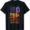 Texas American Flag Pride Landscape Cactus T-Shirt M