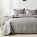 akkialla King Quilt Bedding Set,Grey Ultrasonic King/Cal King Quilt Set,Lightweight Soft Bedspread Coverlet,Modern Style Coin Pattern Bed Cover for All Seasons,3 Piece(1 Quilt,2 Pillow Shams)